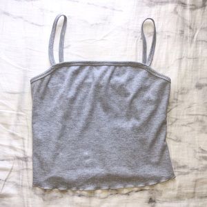 Square Neckline Crop Top - Gray